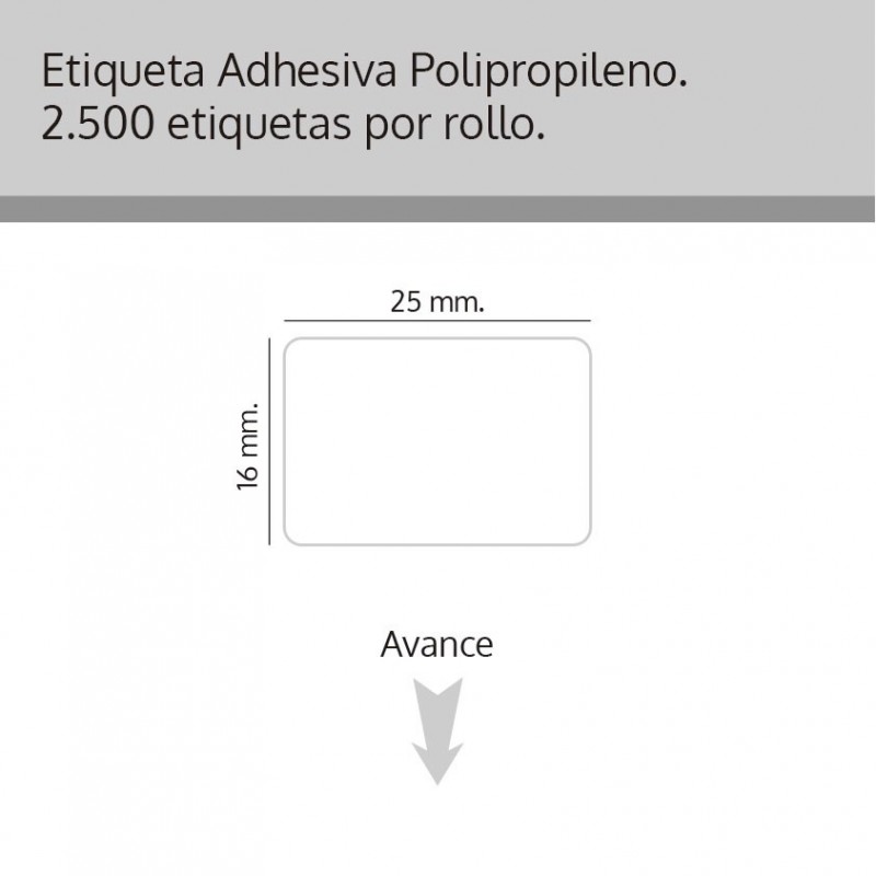 Etiqueta Polipropileno 25X16 mm