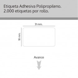 Etiqueta Polipropileno plástico 31x18 mm