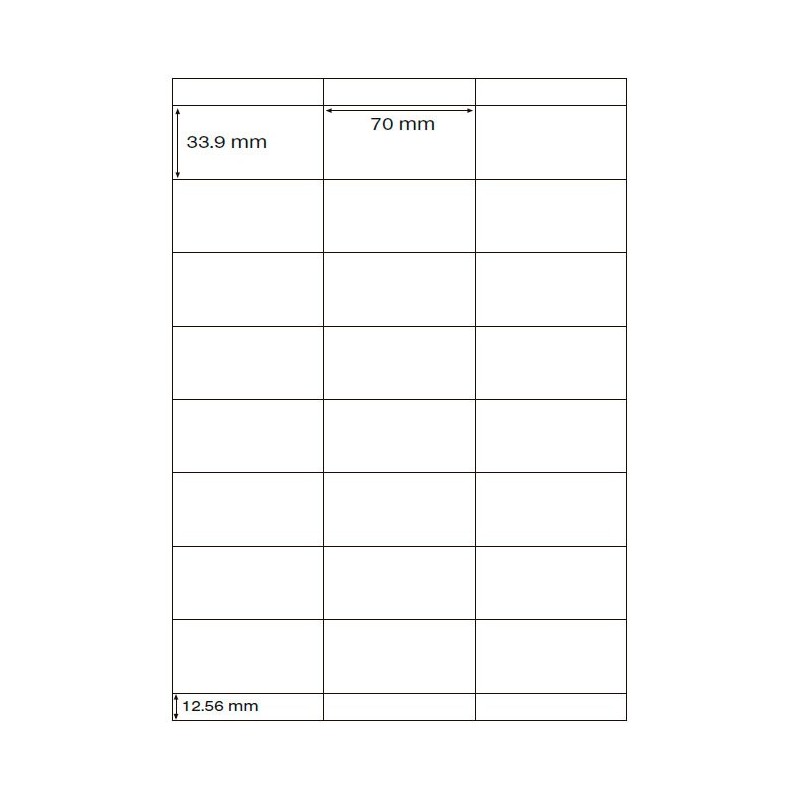Etiquetas Adhesivas blancas formato folio A4 de 70x34 mm